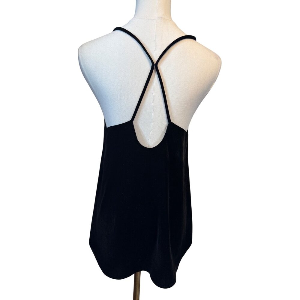Zara Size S Black Velvet Strappy Back Sleeveless Polyester Top - Picture 5 of 13